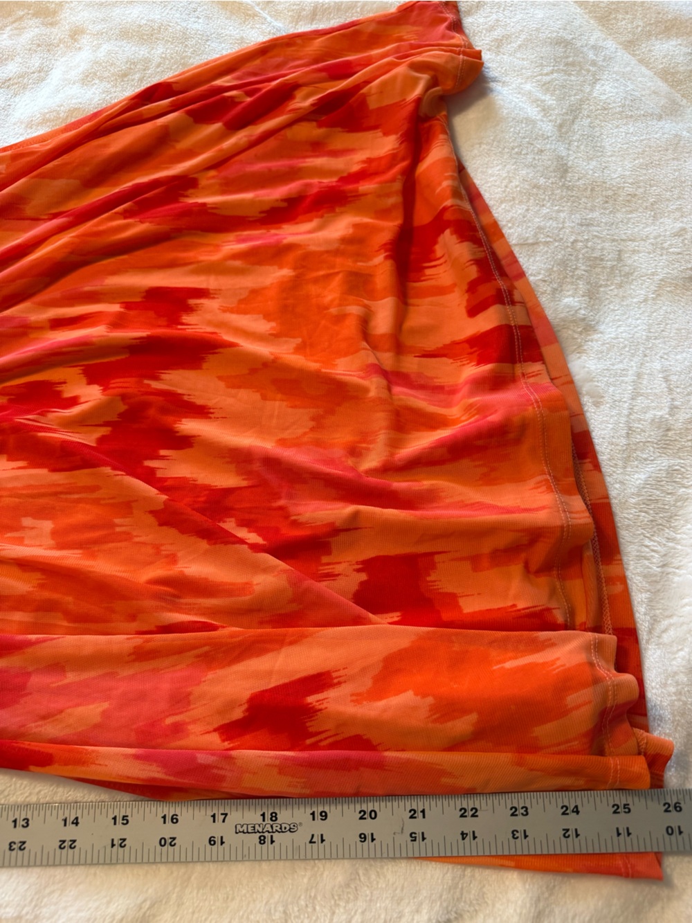 Old Navy Vivid Orange Red Patterned V-Neck Dress Size L Stretchy Mesh Fabric - Picture 5 of 5